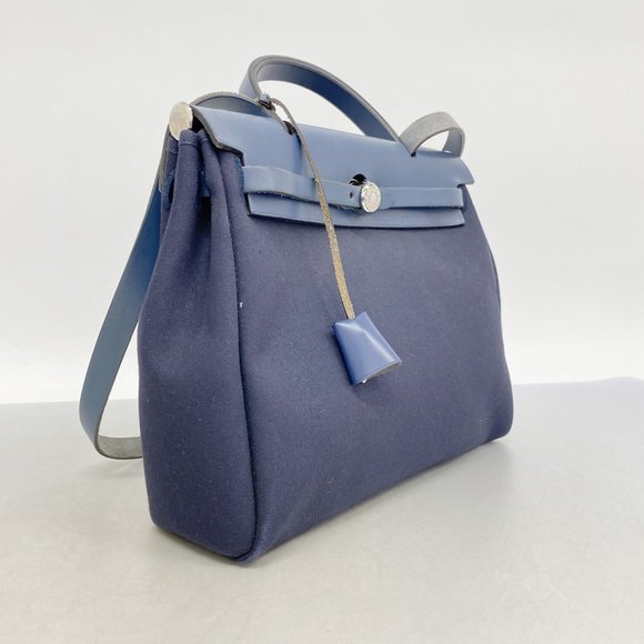 Hermes Hermès Airbag PM Toile Officier Handbag, Navy, E Stamp, 2-Way Bag for ... - Picture 2 of 11